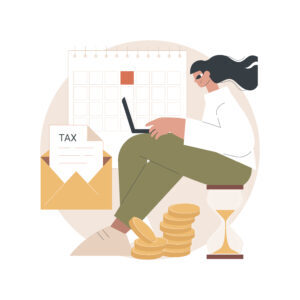 Tax payment deadline abstract concept vector illustration. Tax planning and preparation, vat payment deadline reminder, fiscal year calendar, estimated refund and return date abstract metaphor.